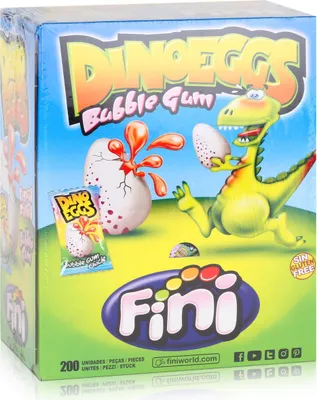 Produktbild von Tri Fini Dino eggs Bubble Gum Kaugummis 200 Stückin der Box