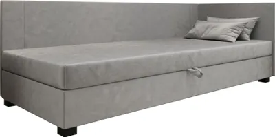 Produktbild von AURA SOFA  Boxspringbett  ULO PLUS 120x195 Komplett-Set mit Bonell Matratze, Polsterbett mit Bettkästen -  Grau, MONOLITH 84