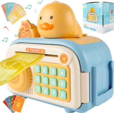 Produktbild von Malplay Spardose Sparschwein Ente Münzautomat Pin Zugangscode Duck blue ab 3 Jahren