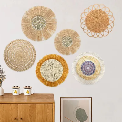 Produktbild von Set aus 6 Dekorativen Rattan Körben zur Wandmontage