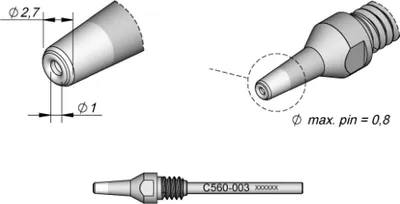 Immagine prodotto di Punta di dissaldatura JBC serie C560, C560003/Ø 1,0 mm, 2,7 mm, Pincleaning C560003