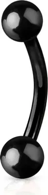 Produktbild von viva-adorno 1,2x10x3mm Piercing Banane Augenbrauenpiercing mit Kugeln Edelstahl verschiedenen Farben und Größen Z56, schwarz