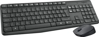 Produktbild von Logitech MK235, Volle Größe (100%), Kabellos, RF Wireless, QWERTY, Grau, Maus enthalten