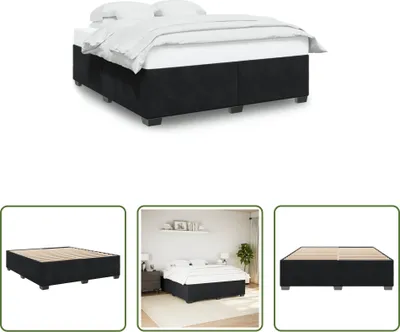 Produktbild von The Living Store Bettgestell Schwarz 200x200 cm Samt