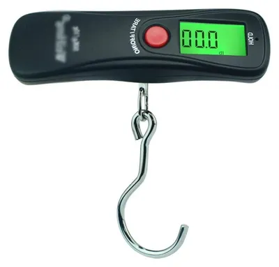 Immagine prodotto di Bilancia digitale per bagagli - Bilancia da viaggio mini - Per pesare i bagagli - Design compatto e maneggevole - Capacità: 50 kg - Colore: nero