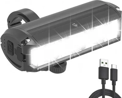 Image de Lampe de vélo à LED avec 5 modes - Lampe avant rechargeable et étanche pour vélos et VTT
