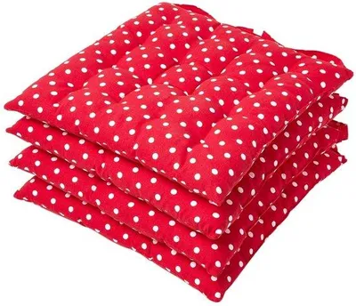 Productafbeelding van Unyqoos® Set van 4 stoelkussens – rood-wit gestreept, 40 x 40 cm, ongeveer 6,5 cm dik, 100% katoenen hoes, polyestervulling, geschikt voor binnen- en buitengebruik