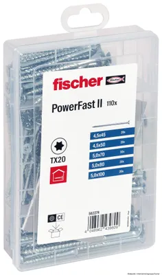 Produktbild von Fischer 562274, Schraubensatz, Galvanisiertes Stahl, Holz, Teilgewinde, Senkkopf, Torx