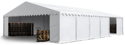 Produktbild von TOOPORT Lagerzelt 8x12 m Industriezelt Unterstand PVC Plane 750 N weiß mit Bodenrahmen