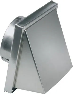 Produktbild von Europart 10028192 UNIVERSAL Abluft Haube Aussenhaube Aussengitter Lufthaube Lüftung Anschluss 150mm Edelstahl 180x180mm mit Rückstauklappe Trockner Dunstabzugshaube Klimagerät
