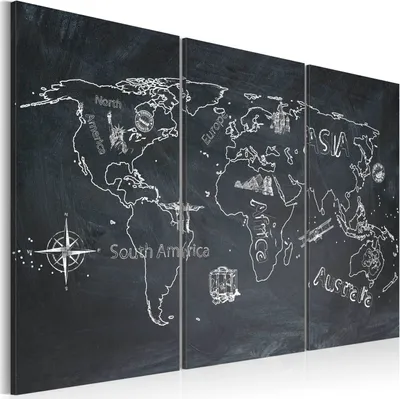 Produktbild von Modernes Wandbild 020113- 120 (120x80) - 3 Teilig Bilder Fotografie auf Vlies Leinwand Foto Bild Dekoration Wand Bilder Kunstdruck Weltkarte