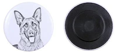 Produktbild von Deutscher Schäferhund Magnet mit einem Hundepfotenabdruck, außergewöhnlich leicht, starker Magnet, handgefertigtes Produkt der Marke Art-Dog