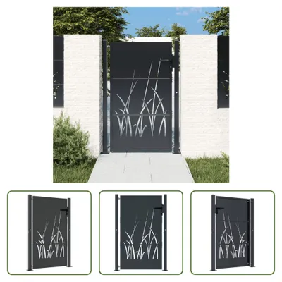 Obrázek produktu pro The Living Store zahradní brána antracit 105x130 cm ocelový travnatý design