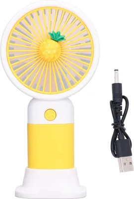 Image de Mini-ventilateur manuel, design cartoon, vent fort, rechargeable par USB, portable pour les voyages, le bureau, la maison