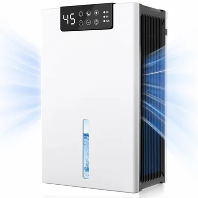 Produktbild von Luftentfeuchter elektrisch 2400ml/Tag leise, 90W energiesparend, mit 2,5L Wassertank & Filter, für Schlafzimmer, Keller & Räume 31–40m²