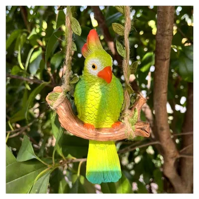 Produktbild von Dekofiguren für den Garten, Papagei Gartendekoration für den Außenbereich, hängende Papagei Skulptur, Vogelornament aus Harz für Balkon und Wohnzimmer