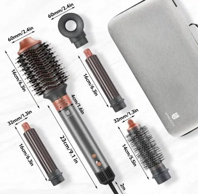 Produktbild von 5 IN 1 Air Styler & Haartrockner Warmluftbürste Set, Negativ Ionen Rundbürstenföhn, Airflow Lockenstab Automatisch, Föhnbürste, Volumisieren, Glätten, Trocknen, Hochtouriger Motor, Tragetasche