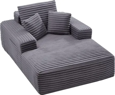 Produktbild von VEVOR Chaiselongue Relaxliege 138 cm, gepolstertes Schlafsofa mit Dekokissen & Armlehnen, Schlafcouch mit tiefer Sitzfläche für Wohnzimmer Schlafzimmer, Loungesessel aus hochelastischem Schwamm