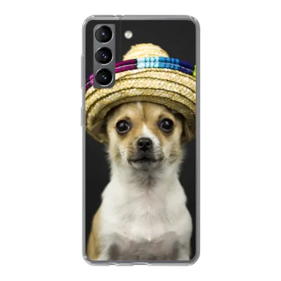 Produktbild von MuchoWow® Handyhülle Schutzhülle Hülle für Samsung Galaxy S21 Hund - Sombrero - Schwarz Silikon Softcase Handy Hülle - Softcase