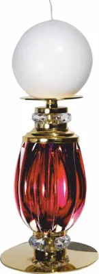 Image de Casa Padrino Bougeoir de luxe en cristal rouge rubis / or H. 18 cm -  Italy