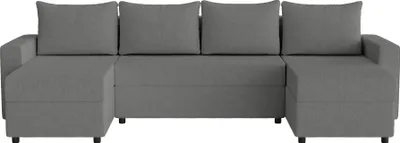 Produktbild von FEDVE Ecksofa Goka Lux U aus Bouclé-Stoff mit Schlaffunktion und 3 Bettkästen, Graphit