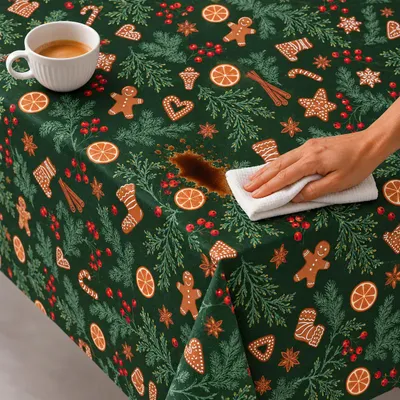 Productafbeelding van Afwasbare tafelkleed voor de kinderkamer, motief: lebkuchen (speculaas), afmetingen: 140 x 380 cm - Artikelnummer: 37887 - Lebkuchen