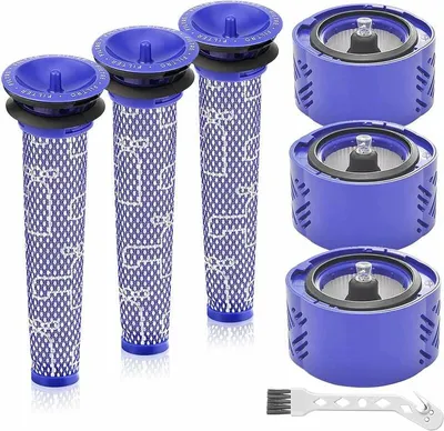 Produktbild von Ersatzfilter-Set für Dyson V6 Absolute Akku-Staubsauger, ersetzt 966741-01, 965661-01, 7er-Pack (3 HEPA-Filter, 3 Vorfilter, 1 Reinigungsbürste)