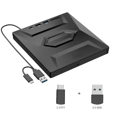 Produktbild von Ultradünner tragbarer DVD-Brenner mit USB & USB-C, Plug-and-Play, kompatibel mit Notebook, Desktop und Apple, leise & langlebig