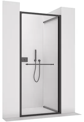 Immagine prodotto di CERANO - Porta scorrevole per doccia Versaro L/P - 6 mm - nero opaco, vetro trasparente - 100x195 cm - scorrevole