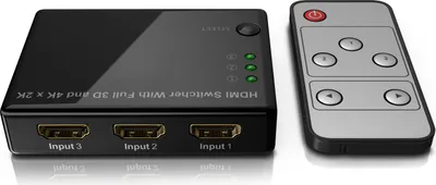 Obrázek produktu pro Primewire HDMI Splitter, automatický přepínač HDMI 4K 3 in 1 Out, UHD HDMI Splitter s dálkovým ovládáním, přepínač HDMI, podporuje 4K 3D Full HD TV kompatibilní s PS4 PS5 Xbox DVD Blu-Ray