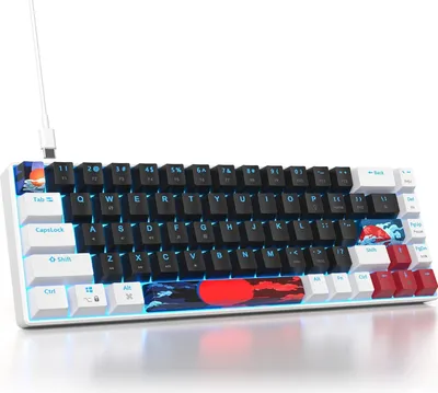 Produktbild von Gaming-Tastatur, 65%, 68 Tasten mit linearem rotem Schalter, mechanische Tastatur mit LED-Hintergrundbeleuchtung, kompakte Tastatur mit Typ-C-Kabel