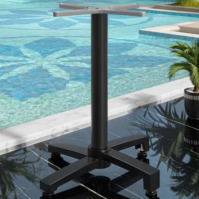 Produktbild von BENICIO | Bistro Stehtischgestell | Alu Schwarz | 4 Fuß: Ø 69 cm | Säule 6 x 109 cm | Stehtischgestell Outdoor, Tischgestell Aluminium, Gastro Stehtischgestell