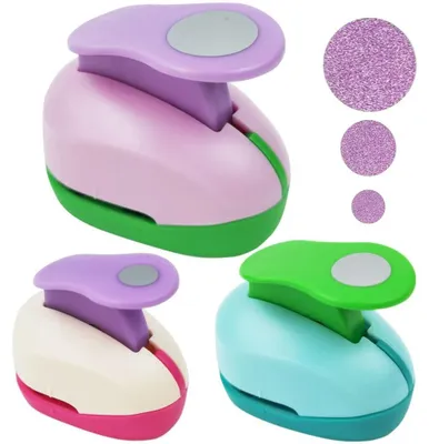 Productafbeelding van Cirkelperforator Set - Papierstans Decoratieve Perforator - Scrapbooking en Kaarten Maken - Drie Verschillende Maten - 8/15/25 mm - Willekeurige Kleuren