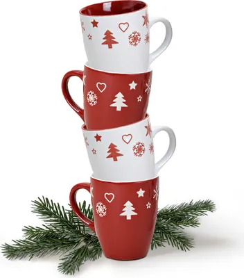 Produktbild von Weihnachtstassen 4er Set einfarbig Skandi Weihnachtsdeko