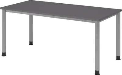 Produktbild von bümö Schreibtisch Serie-H - Gestell: Silber, Größe:  160 x 80 cm, Nachbildung: Graphit