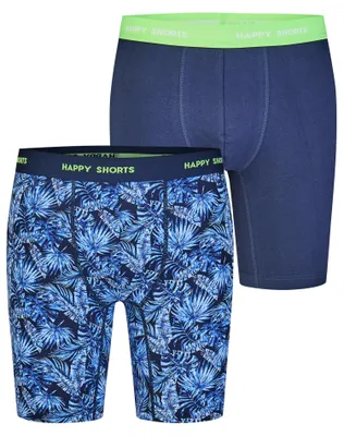 Produktbild von Happy Shorts Herren Langer Boxer Jersey 2-Pack hawaiileaves - Größe L