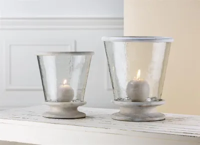 Produktbild von Gilde Glas Windlicht Konisch+Holz Base mit Holz ring B = 25 x H = 27 cm