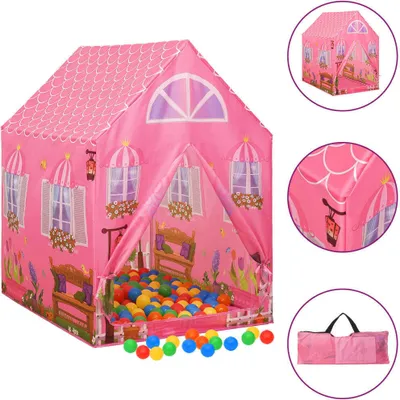 Produktbild von Kinder-Spielzelt mit 250 Bällen Rosa 69x94x104 cm