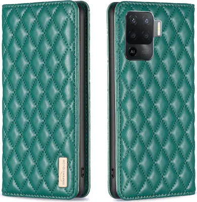 Produktbild von OPPO A94 4G Hülle, Elegant Bookstyle Flip Leder Kartenfächer Schutzhülle mit Ständer für OPPO A94 4G Reno5F F19 Pro Grün