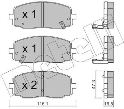 Produktbild von METELLI 22-0629-0 Bremsbeläge Satz Vorne Bremsklötze für HYUNDAI i10 (PA) für KIA Picanto (SA)
