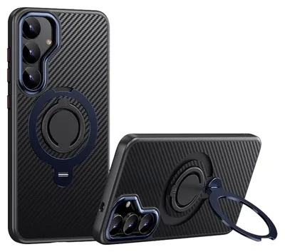 Obrázok produktu pre Pre Samsung Galaxy S25 Plus – ochranné puzdro MagSafe Carbon Design z TPU s 360° krúžkom, modré