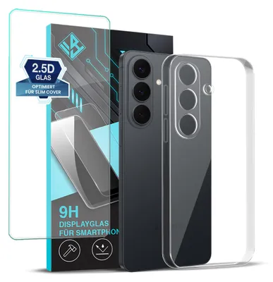 Produktbild von Handyhülle für Samsung Galaxy S26 FE mit 9H Displayglas Displayschutz Hülle Transparent Flexibel Elastisch Case Cover Backcover Schutzhülle