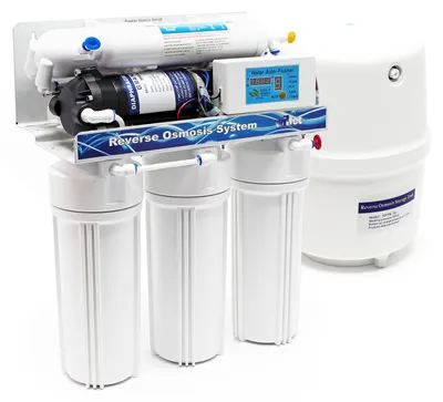 Umkehrosmoseanlage 190 l/Tag, 5-stufig, mit Pumpe, Unterbau
