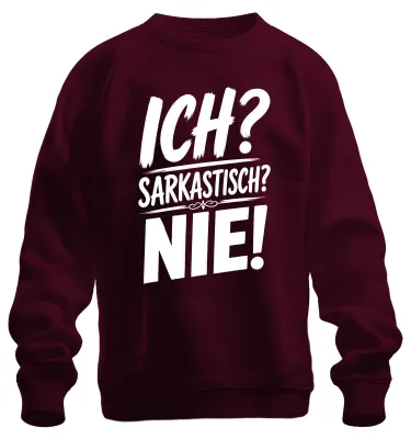 Zdjęcie produktu dla Bluza z nadrukiem "Ironia, humor, sarkazm, cynizm, bezczelność", kolor burgundowy, rozmiar XXL