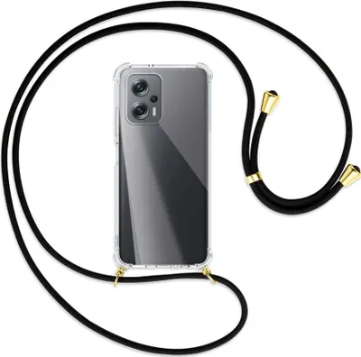 Produktbild von Handykette Backcover-Schutzhülle mit Band (Metall goldfarben) für Xiaomi Poco X4 GT - schwarz