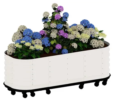 Obrázok produktu pre Vysoký záhon na kolieskach – mobilný záhon z kovu – vyvýšený záhon 240 x 60 x 50 cm – na zeleninu, bylinky a kvety – biely