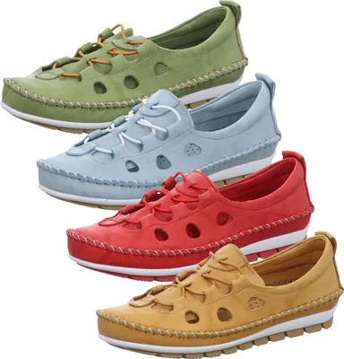 Produktbild von Gemini Damen Ballerinas, Slipper, Mokassins, Leder Grün, 39 EU, Wechselfußbett, Gummischnürung, Normalweite