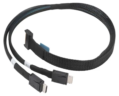Image de Câble PCIe 5.0 32 GT/s 8i vers Oculink SFF 8611 4i pour MCIO X8 vers 2 connecteurs SFF 8611 pour centre de données de serveurs, 50 cm