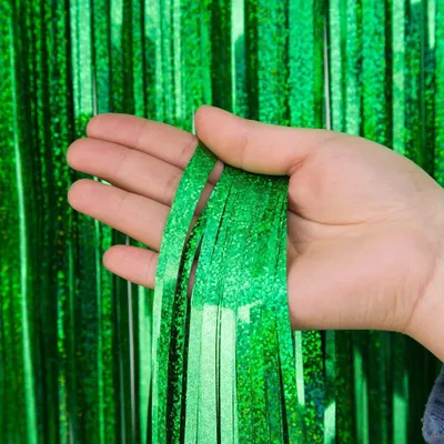 Zdjęcie produktu dla Kurtyna Zielona Brokatowa Dekoracyjna Urodziny Sylwester Wesele Imieniny