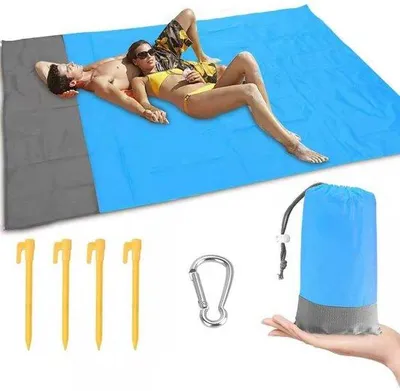 Produktbild von Wasserbeständige Strandmat, extra groß (2 x 2,1 m), schnell trocknend, für Picknick, Reisen, Camping, Wandern und Strandgebrauch.